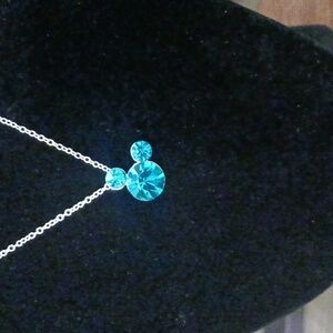 DISNEY December Blue Zirconia Silver Plated Elegant Pendant Necklace